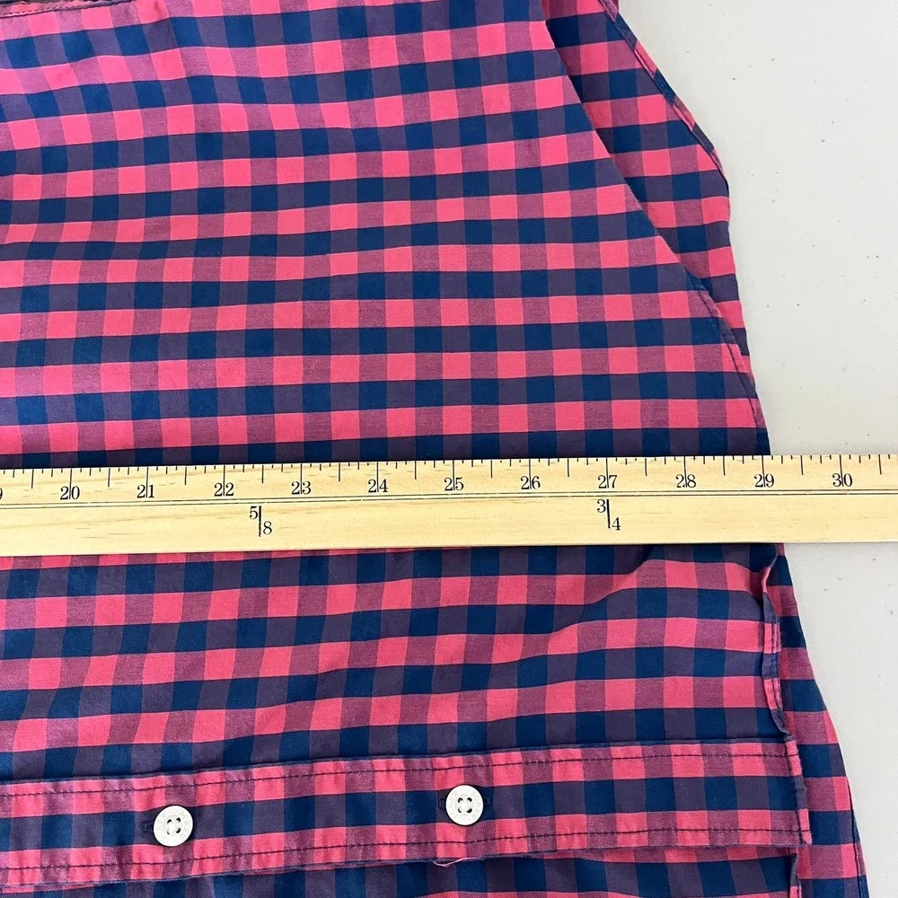 J.Crew Performance Slim Untucked Shirt Mens XL Pink Navy Blue Gingham Check